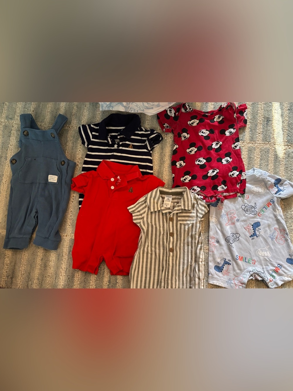 Newborn & 0-3 boys 1 piece rompers snaps- 6 piece bundle set summer